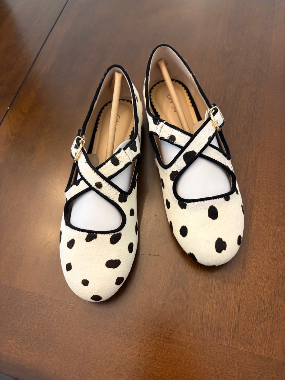 Dalmatian-Print Mary Jane Flats in White & Black - Picture 2 of 5
